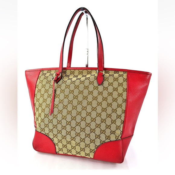 Gucci Red and Tan Signature Tote - Picture 1 of 15